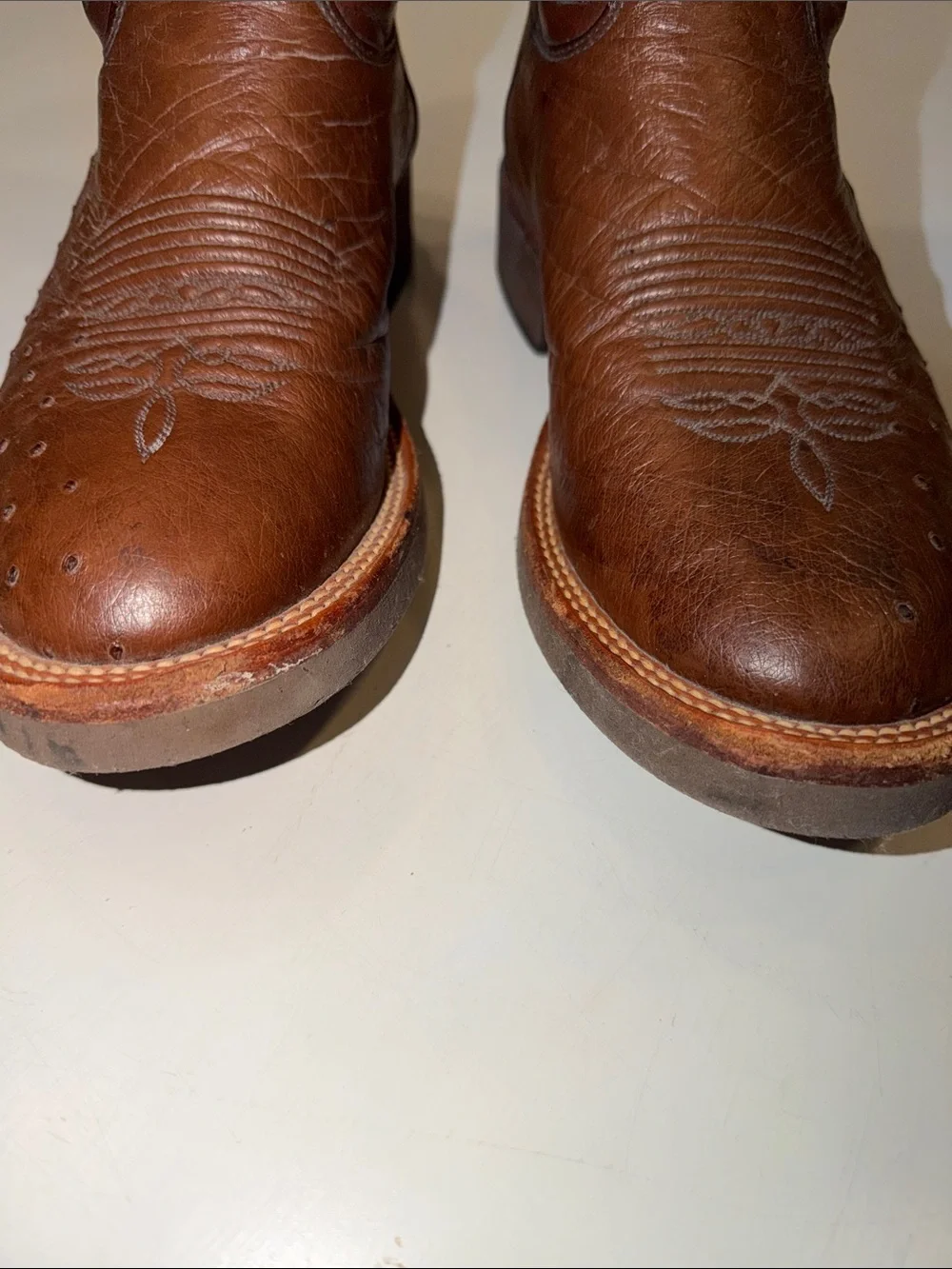 Justin Boots Brown Ostrich  Western Cowboy Boots